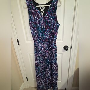 Lane Bryant Blue and Purple Sleeveless Tie Front Sundress